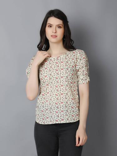 Cotton Stylish Top With Back Bow Details. (Cream)