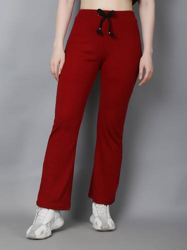 Ribbed Wide Legged Trousers. (Maroon)