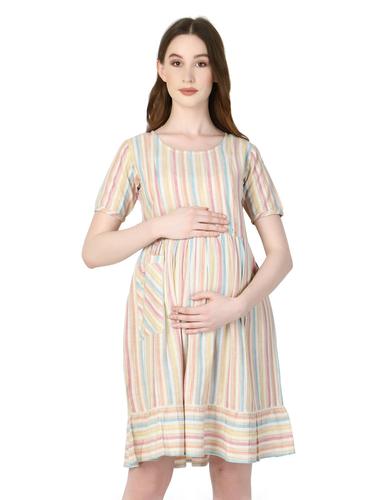 Maternity Feeding Dress With Zippers. (Pearl)