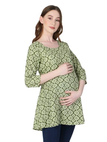 Cotton Maternity Feeding Top With Zippers. (Pista)