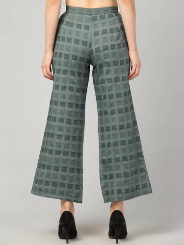 Wide Legged Trousers With Side Zip. (Green)