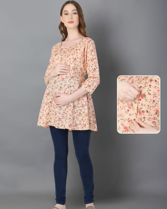 Cotton Maternity Feeding Top With Zippers