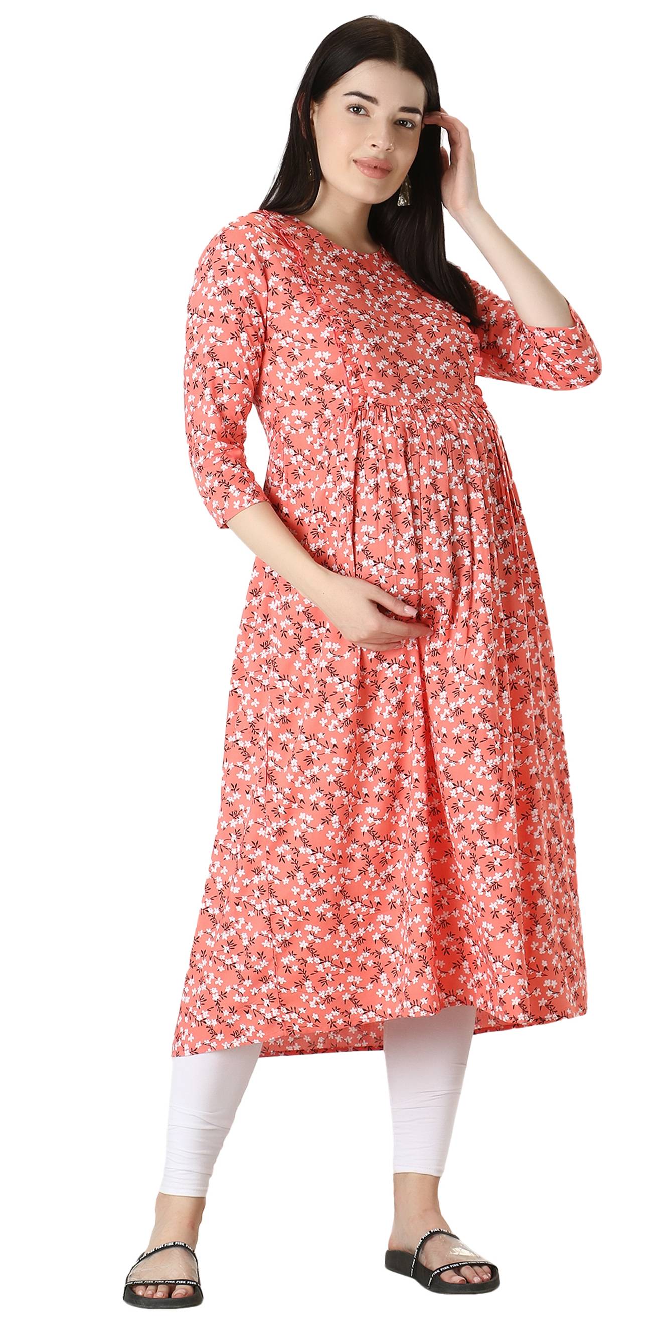 Womens Maternity Dress with Rayon Fabric Easy Breast Feeding Dress   ParentCircle
