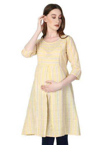 Maternity Feeding Dress With Zippers. (Lemon)
