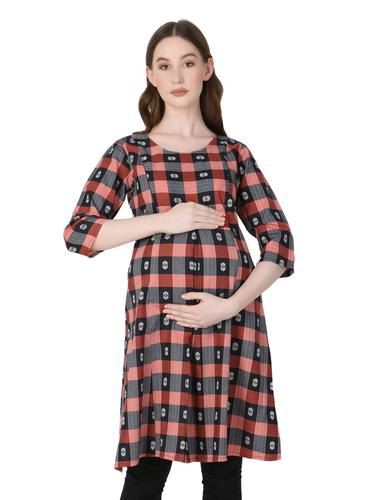Maternity Feeding Dress With Zippers. (Scarlet)