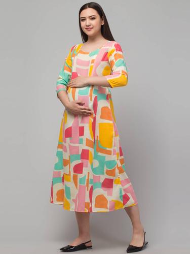 Everyday Essential Maternity & Feeding Dress. (Flamingo)