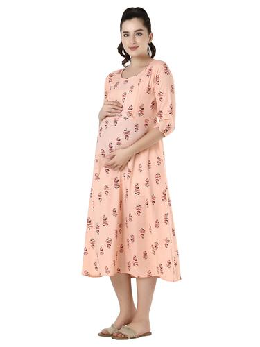 Cotton Maternity Feeding Dress With Zippers For Nursing. (Boota)