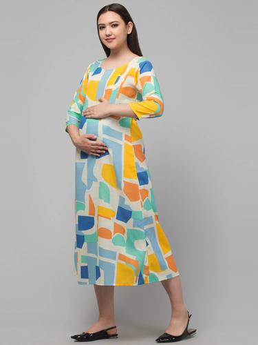 Everyday Essential Maternity & Feeding Dress. (Azure)