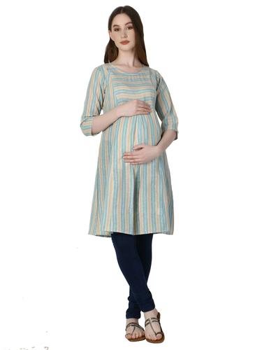 Maternity Feeding Dress With Zippers. (Sky Blue)