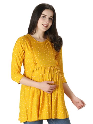 Rayon Stylish Maternity Feeding Top. (Mustard)