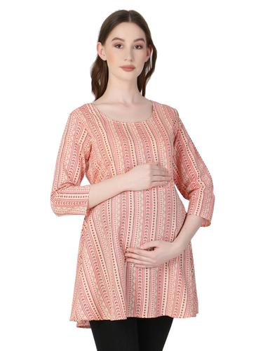 Cotton Maternity Feeding Top With Zippers. (Pink)