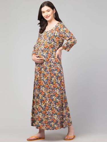 Rayon Maternity Feeding Dress With Zippers For Nursing. (Multi Colour)