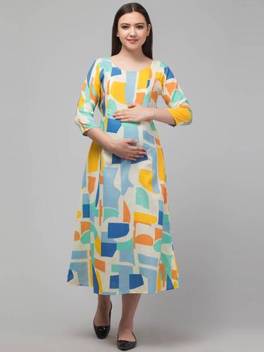 Everyday Essential Maternity & Feeding Dress. (Azure)