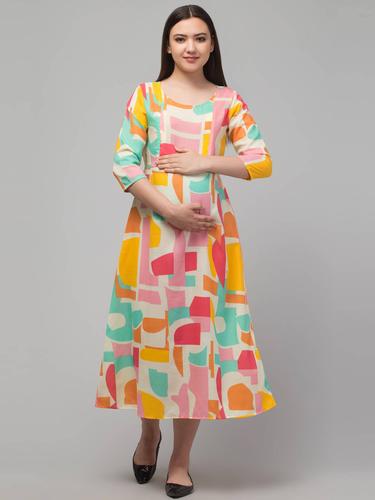 Everyday Essential Maternity & Feeding Dress. (Flamingo)